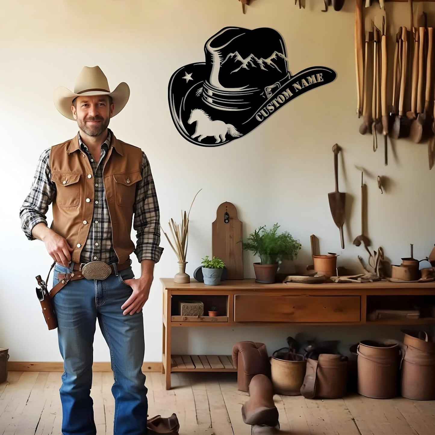 Custom  Metal Sign Classic Cowboy Culture Wall Art for Bar & Club Decor