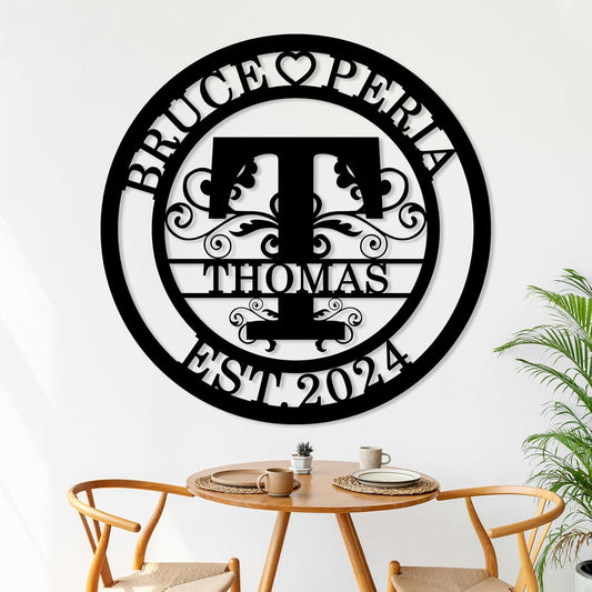 Custom Metal Signs, Personalized Family Name Sign, Split Letter Monogram, Outdoor Wall Art & Home Decor, Housewarming Gift