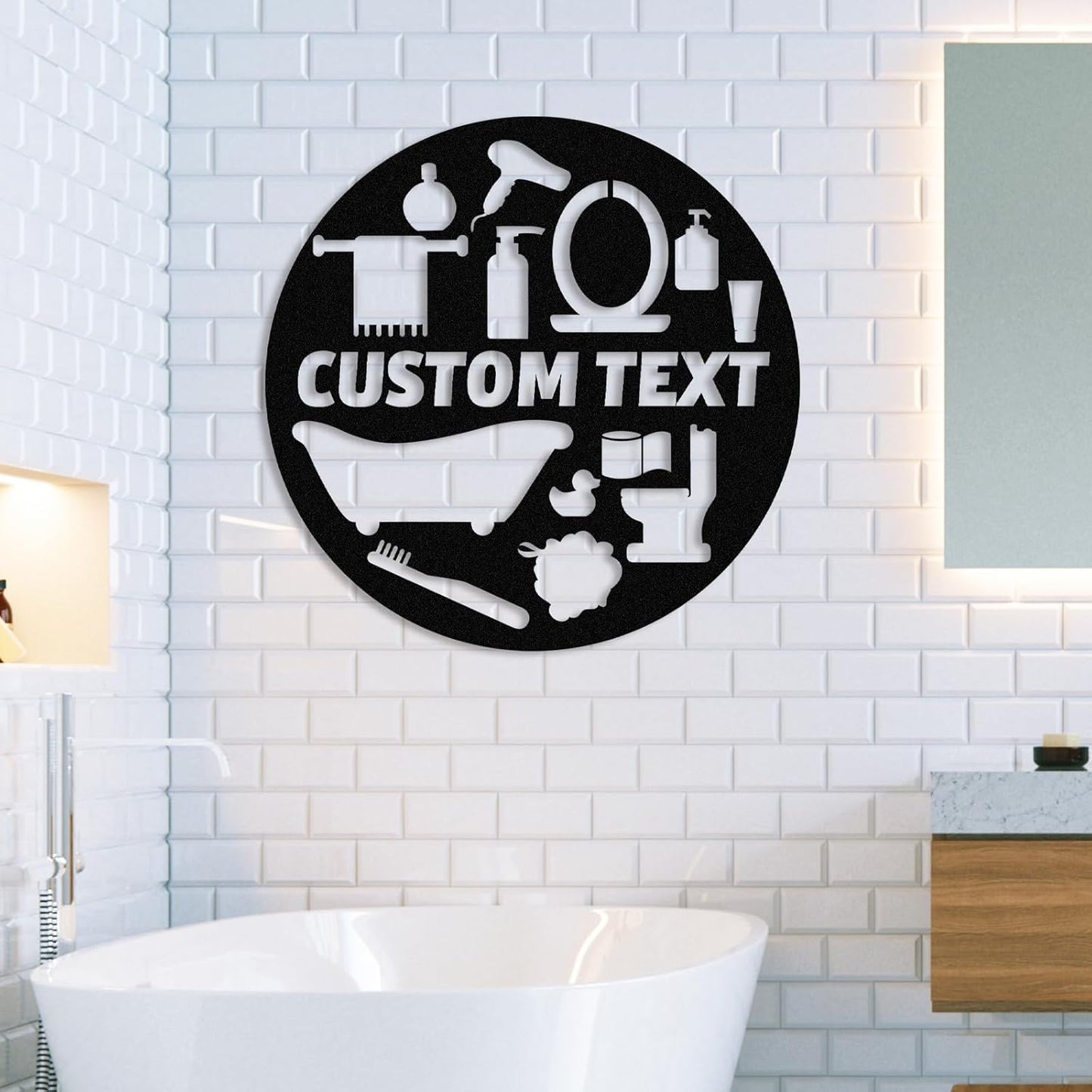 Personalized Bathroom Metal Sign, Farmhouse Bathroom Decor Wall Art, Custom Name Funny Bathroom Sign with Feces Design, Modern Hanging Decor for Home Washroom, Housewarming Gifts Color02