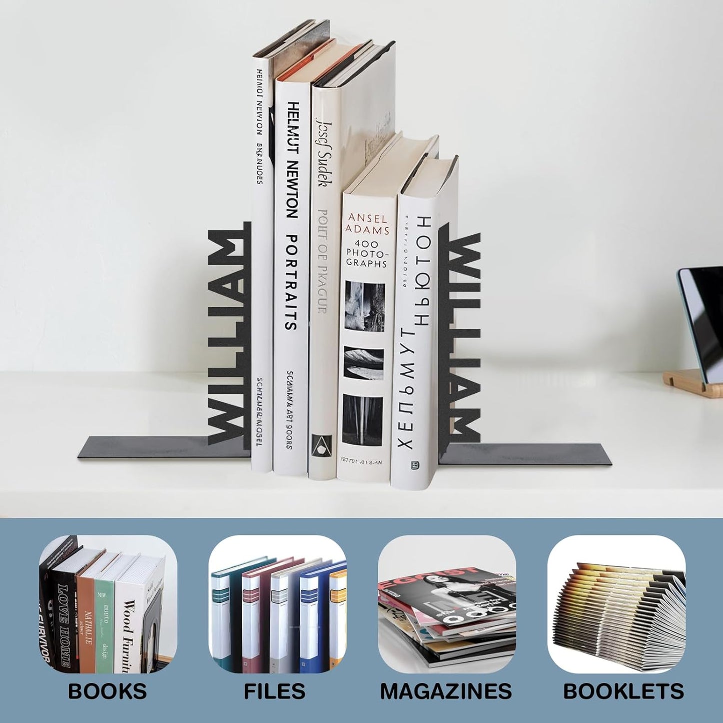 Personalized Letter Metal Bookends, Custom Name Bookshelf, Unique Study Decor & Gift