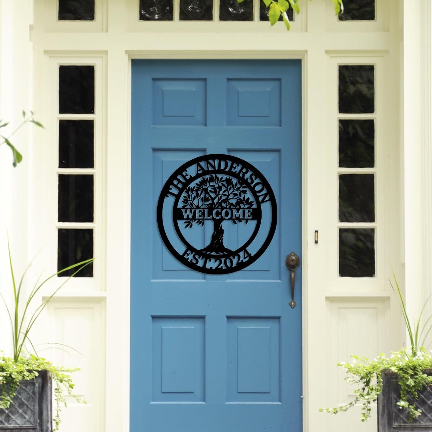 Personalized Tree of Life Metal Name Sign, Garden Yard Sign, Monogram Wall Decor