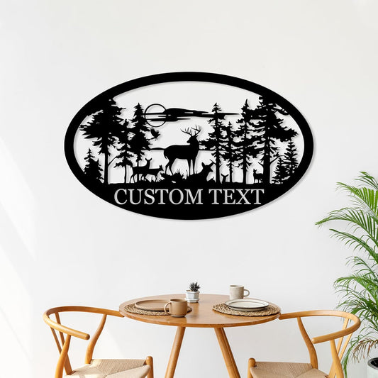 Personalized Deer Metal Cabin Sign, Custom Buck Hunter Gift, Family Name & Monogram Sign, Outdoor Hunting Porch Decor, Gift for Him