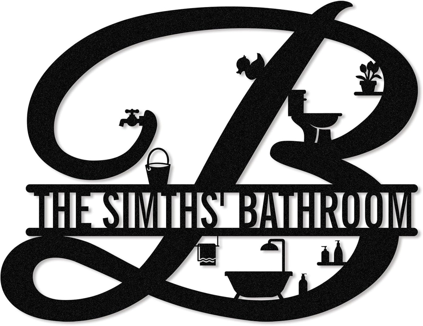 Personalized Bathroom Metal Sign, Farmhouse Bathroom Decor Wall Art, Custom Name Funny Bathroom Sign with Feces Design, Modern Hanging Decor for Home Washroom, Housewarming Gifts Color02