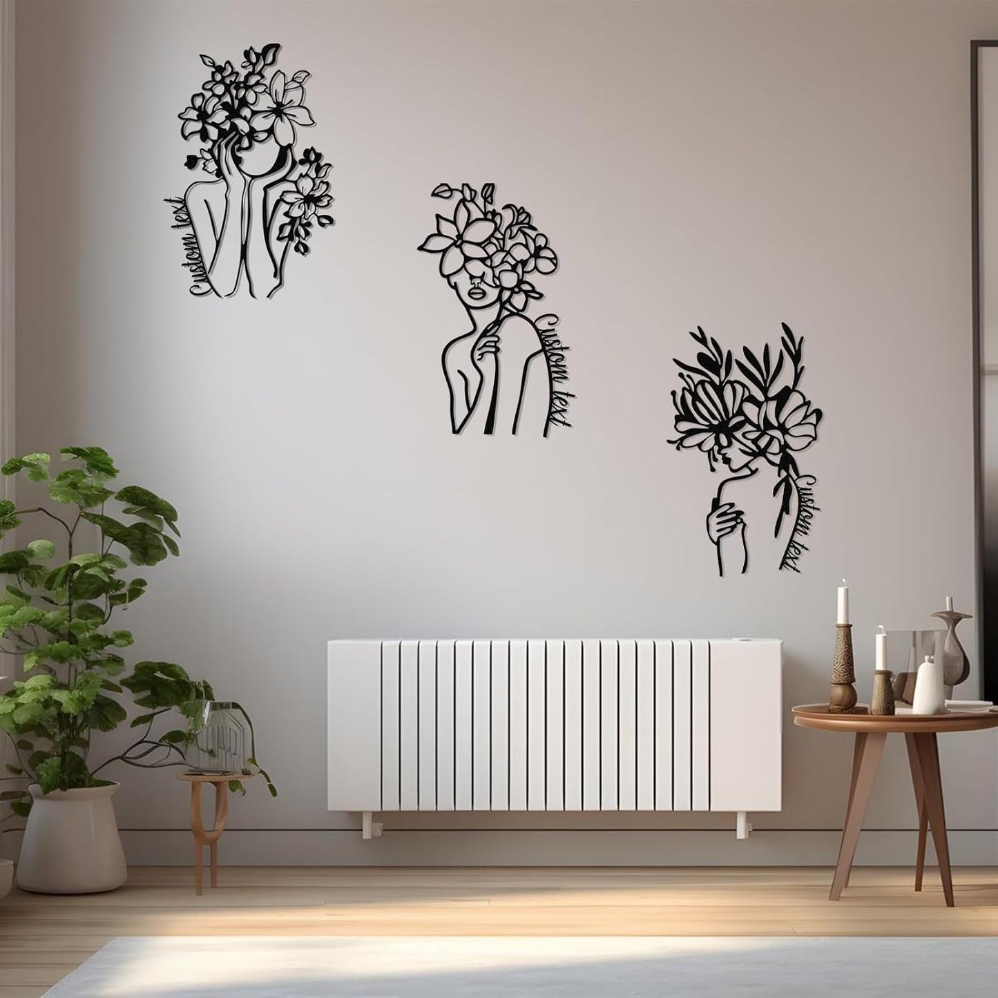 Personalized Metal Wall Art Set,, Botanical Art, Couple Custom, Nature Landscape Metal Wall Hanging