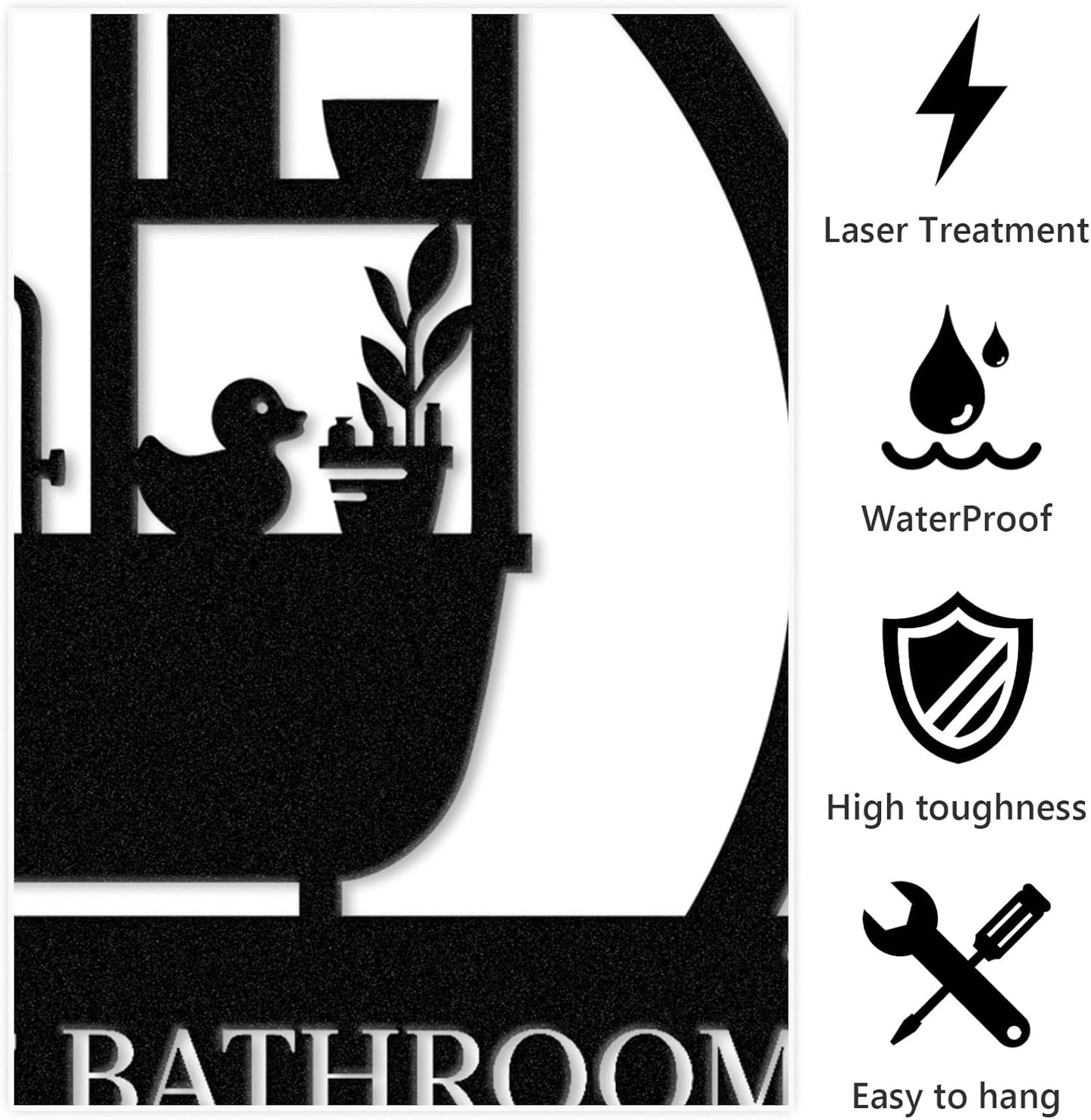 Personalized Bathroom Metal Sign, Farmhouse Bathroom Decor Wall Art, Custom Name Funny Bathroom Sign with Feces Design, Modern Hanging Decor for Home Washroom, Housewarming Gifts Color02