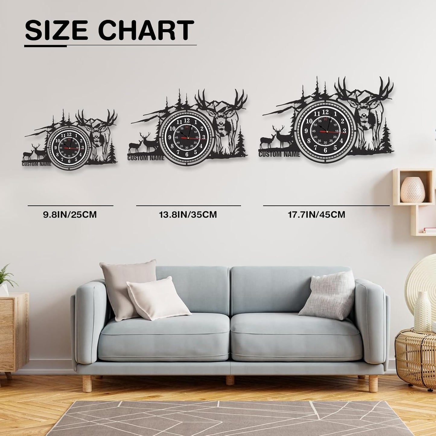 Personalized Large Outdoor Clock, Custom Motorcycle Wall Clock with Name, Modern Metal Wall Art, Battery Operated, Silent Non Ticking Clock for Garage Workshop Farmhouse Man Cave, Gifts for Men