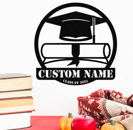 Personalized Graduation Metal Sign Custom Name Wall Art Class of 2025 Gift & Room Decor