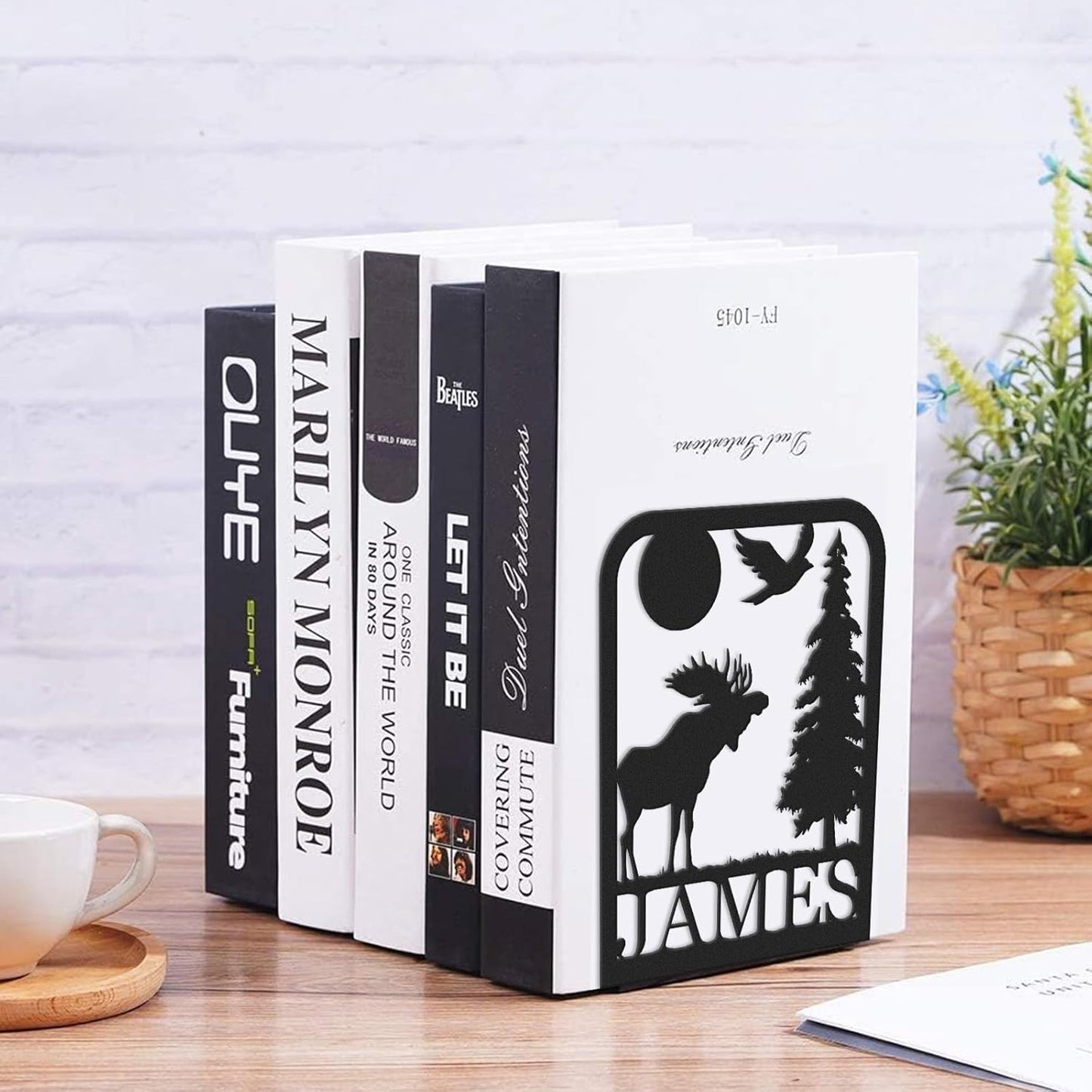 Custom Deer Metal Bookends, Forest Style Bookshelf, Elegant Cabin Decor, Study Book Organizer