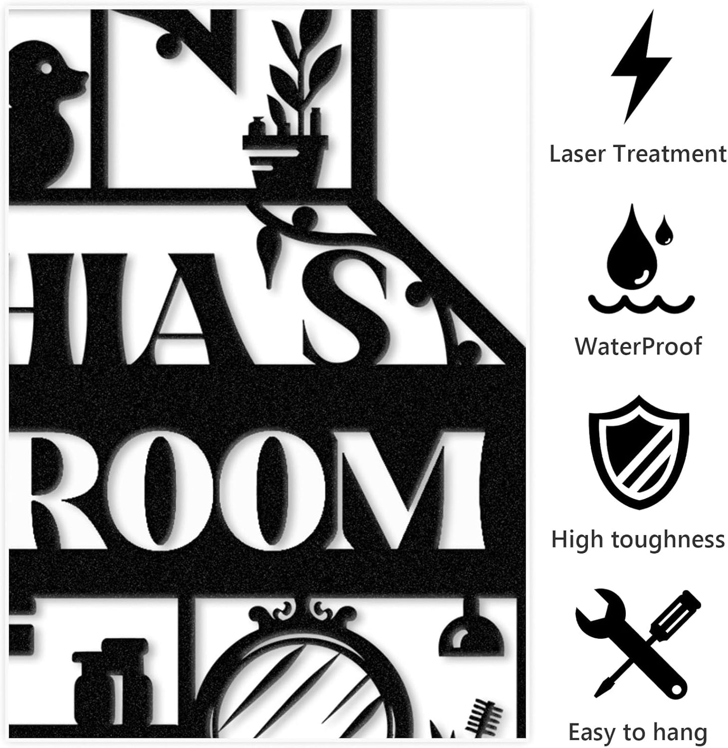 Personalized Bathroom Metal Sign, Farmhouse Bathroom Decor Wall Art, Custom Name Funny Bathroom Sign with Feces Design, Modern Hanging Decor for Home Washroom, Housewarming Gifts Color02