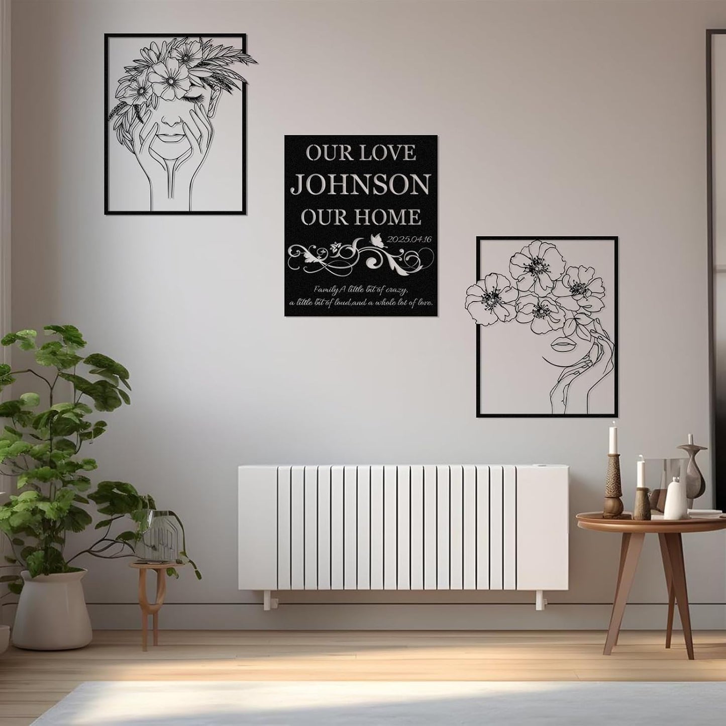 Personalized Metal Wall Art Set,, Botanical Art, Couple Custom, Nature Landscape Metal Wall Hanging