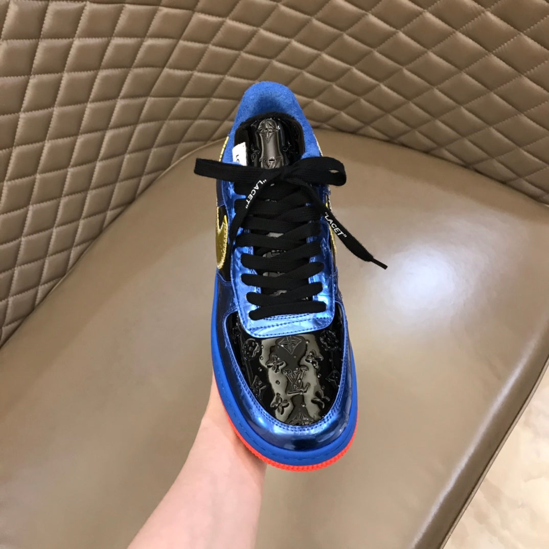 Tripartite Joint Bright Leather Embossed Contrast Color Sneakers XC1623071703
