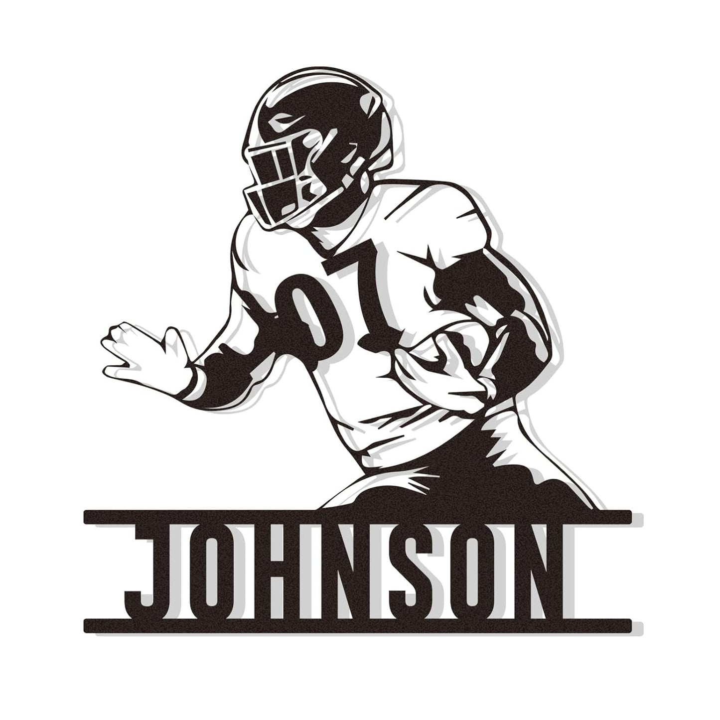 Custom Football Sprint Metal Wall Sign, Personalized Name & Jersey Number Decor for Boys Room, Athlete Gift