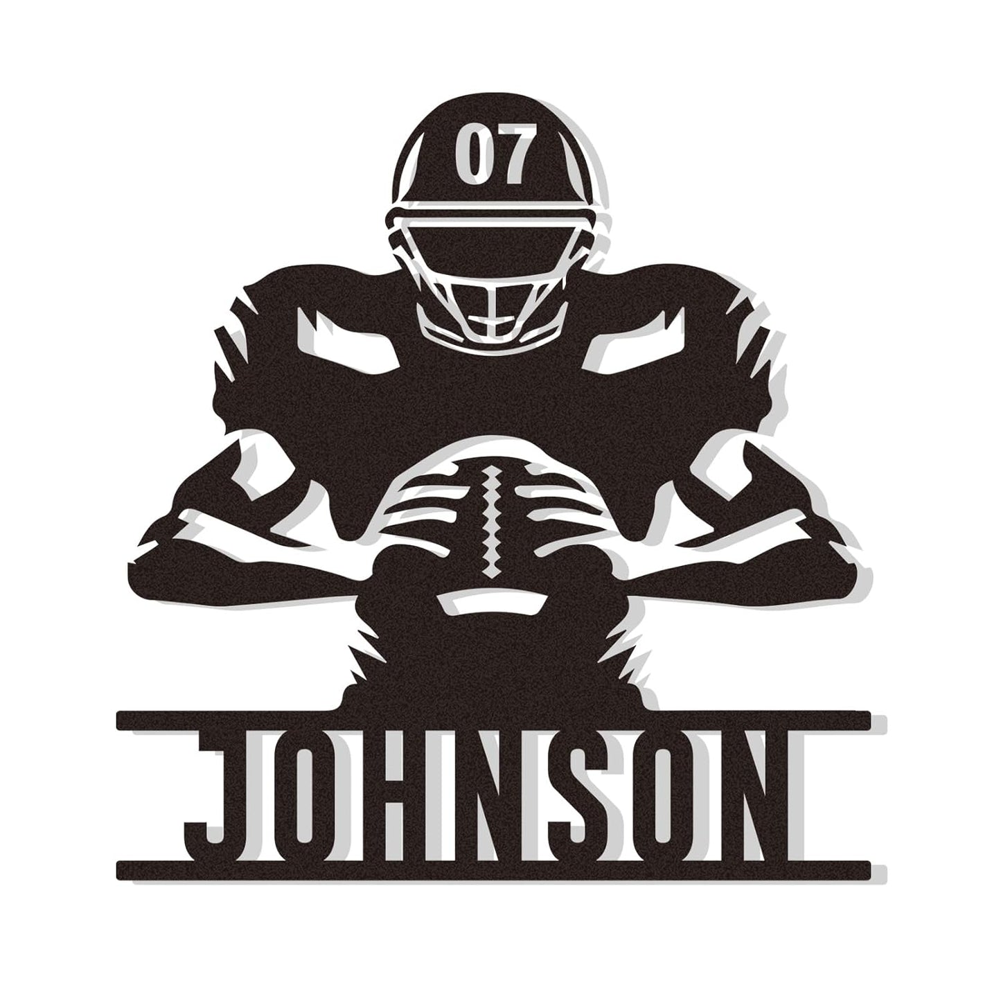 Custom Focused Football Player Metal Sign, Personalized Name & Number Wall Art for Boys Room or Athlete Gift