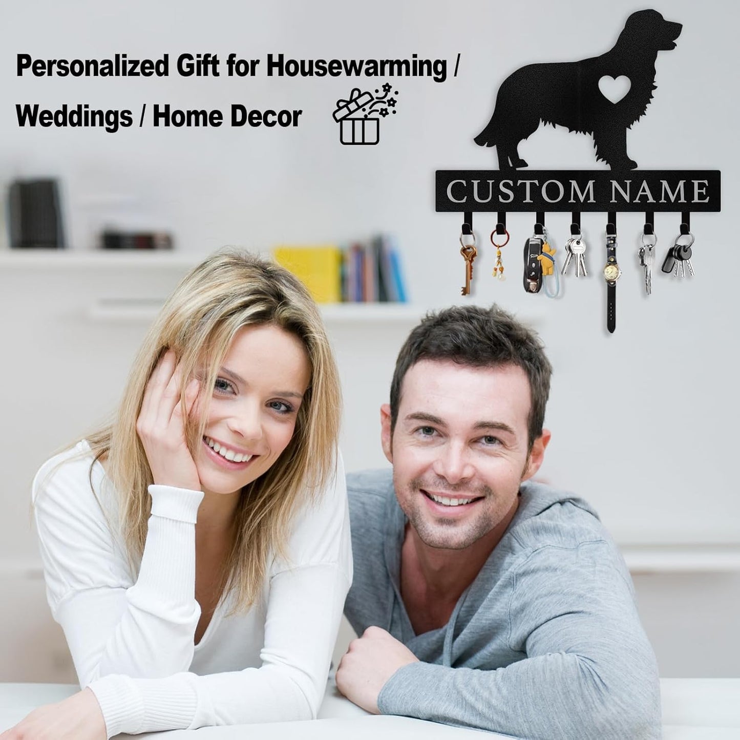 Personalized Dog Key Hook Metal Wall Mount Pet Lover Entryway & Home Decor
