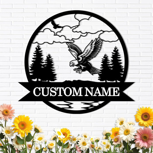 Personalized Eagle Iron Sign - Handcrafted Metal Wall Art for Outdoor & Rustic Decor