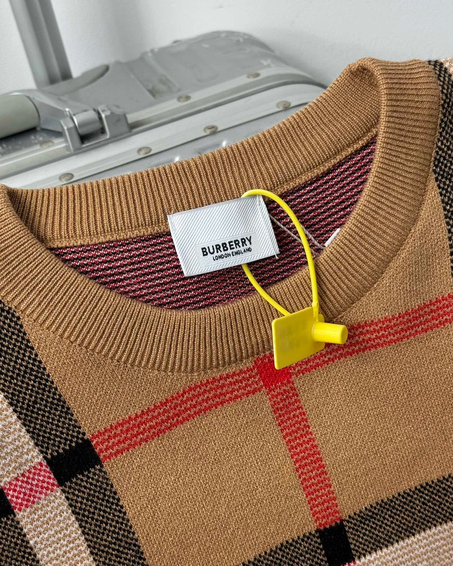 TB Mixed color plaid knitted sweater 1824102215