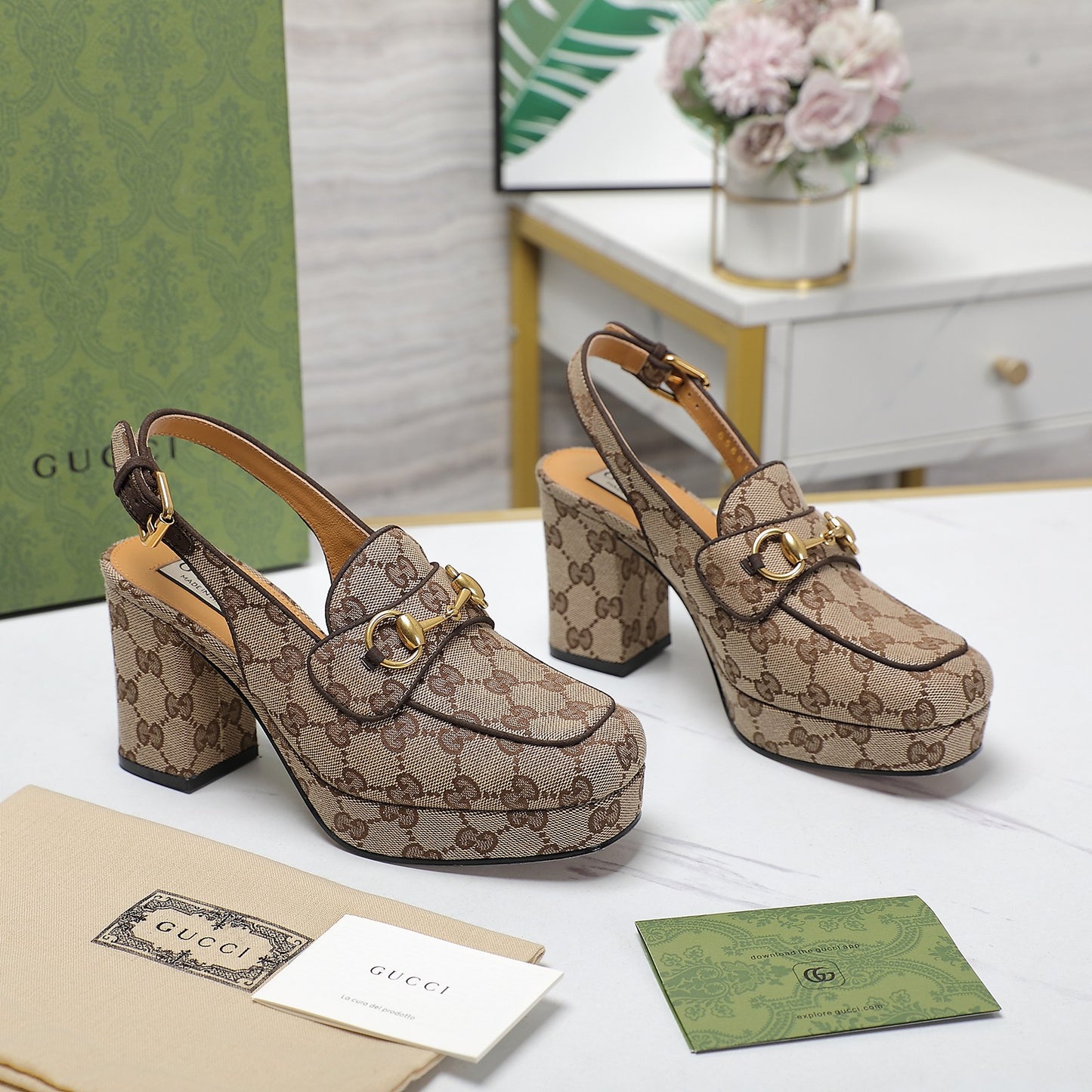 GG Horsebit slingback pumps 1825031805