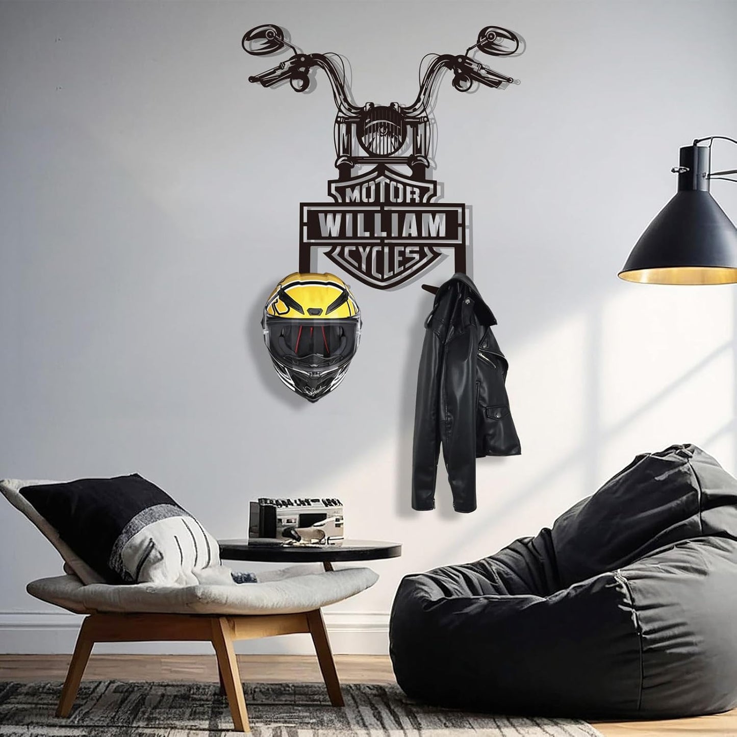 Rustic Wrought Iron Helmet Wall Mount , Stylish Motorcycle Storage Solution