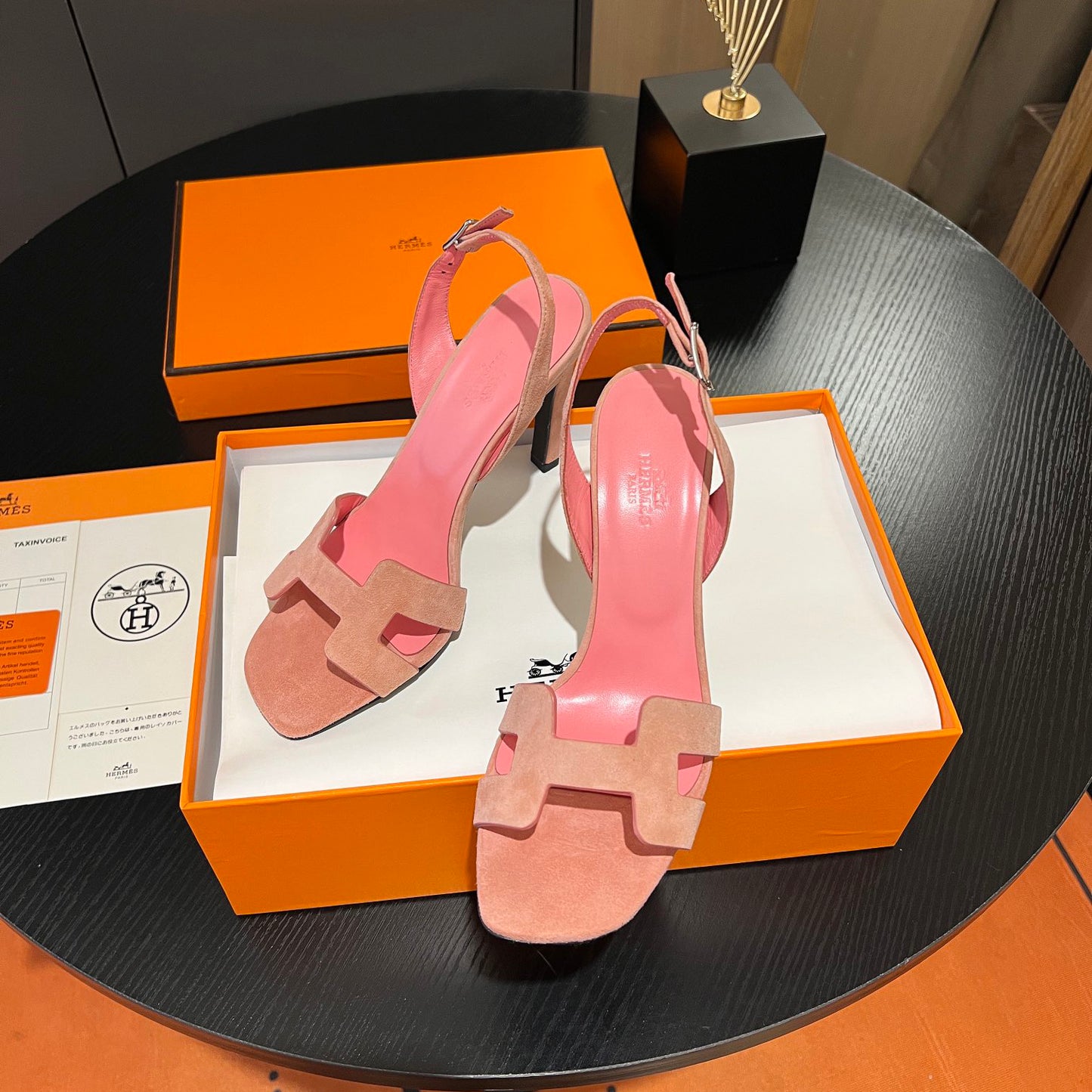 New Leather H Logo Women's High Heeled PD052024022704