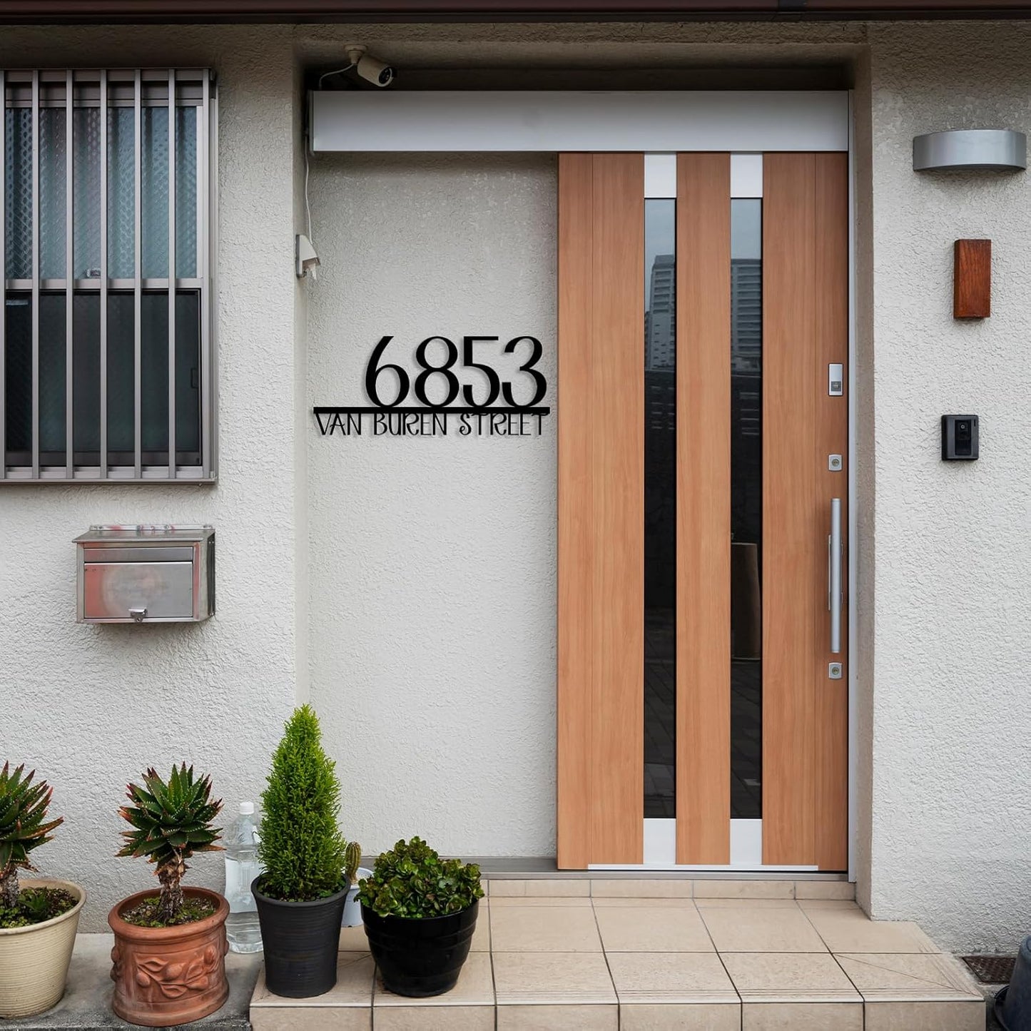 Personalized Metal House Number Sign for Outside Modern, Metal Address Signs for Houses, Custom Address Plaque, Art Deco Address Numbers and Street Name, House Number Plaque, Front Door Sign