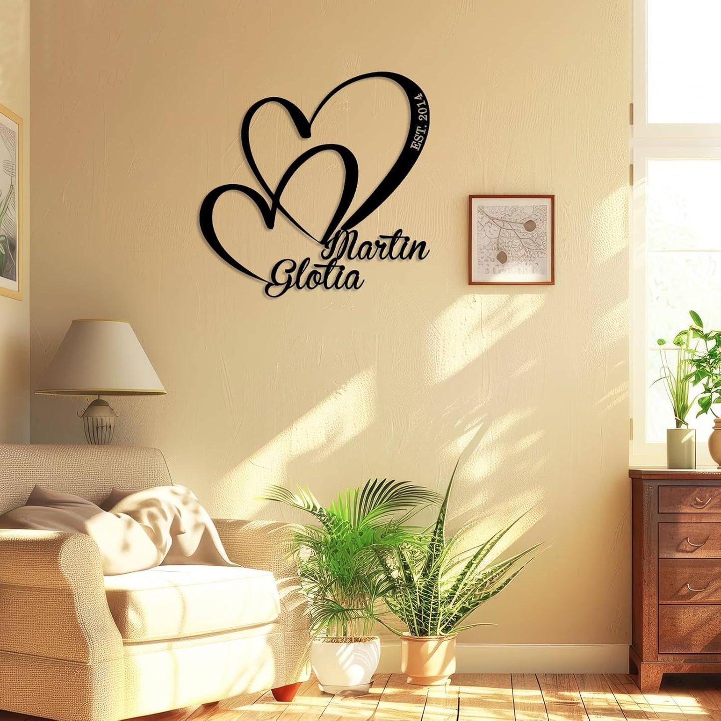 Custom Wedding Metal Gift for Couples Name & Date Infinity Heart Wall Decor Valentine Anniversary Sign