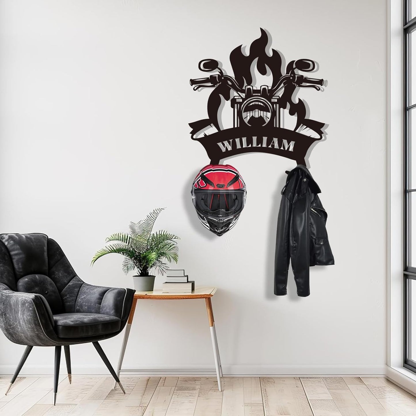 Heavy-Duty Metal Helmet Rack , Custom Motorcycle Gear Organizer & Display
