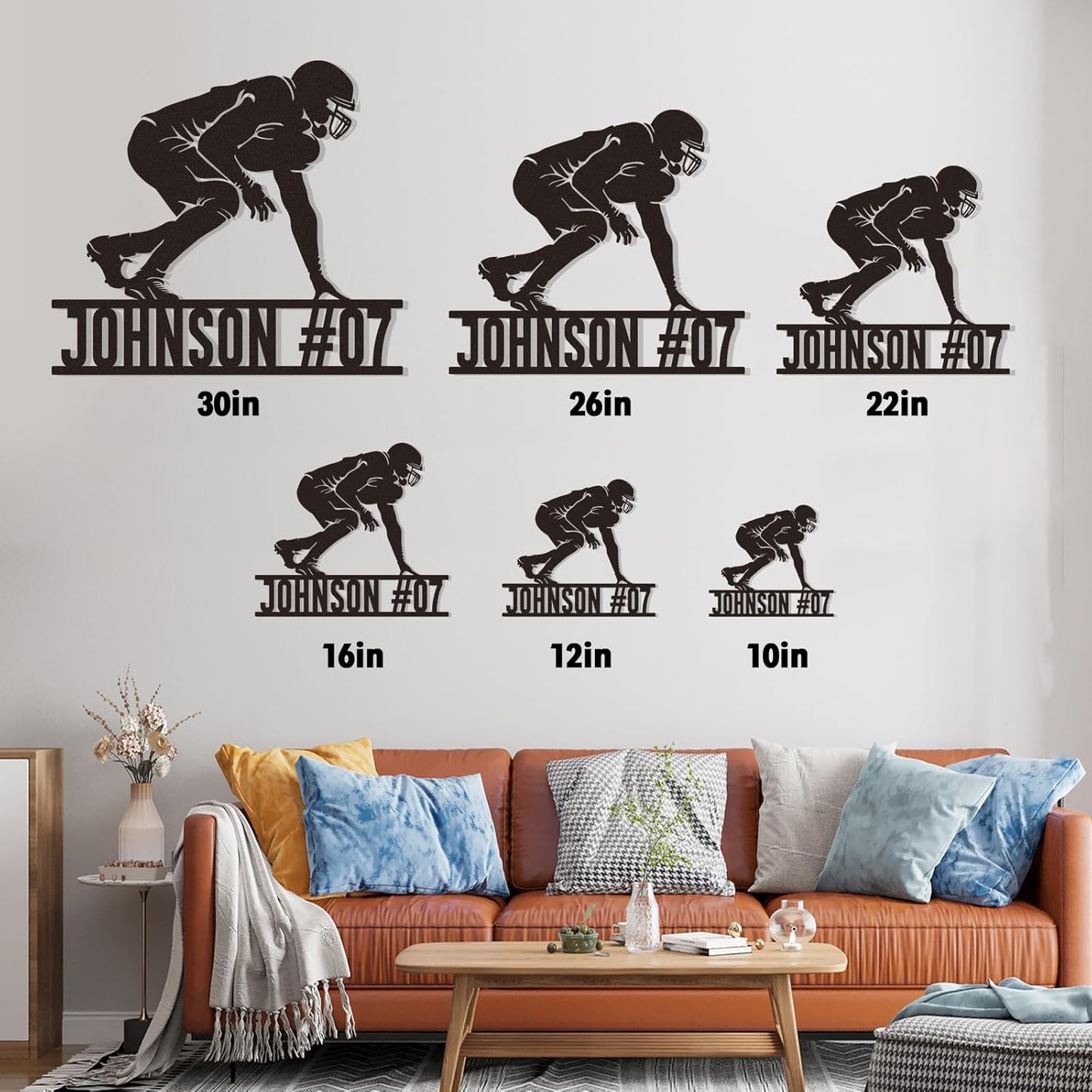 Custom Kneeling Football Player Metal Sign with Name & Number, Personalized Sports Wall Art for Boys Room or Athlete Tribute Gift