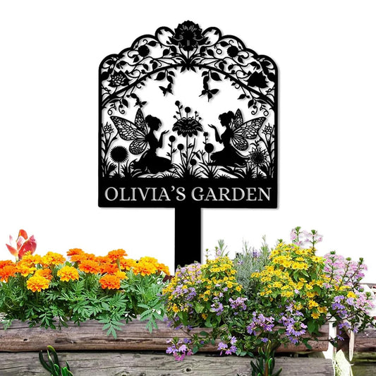 Whimsical Fairy Garden Sign - Handmade Metal Stake for Flower Beds & Yards