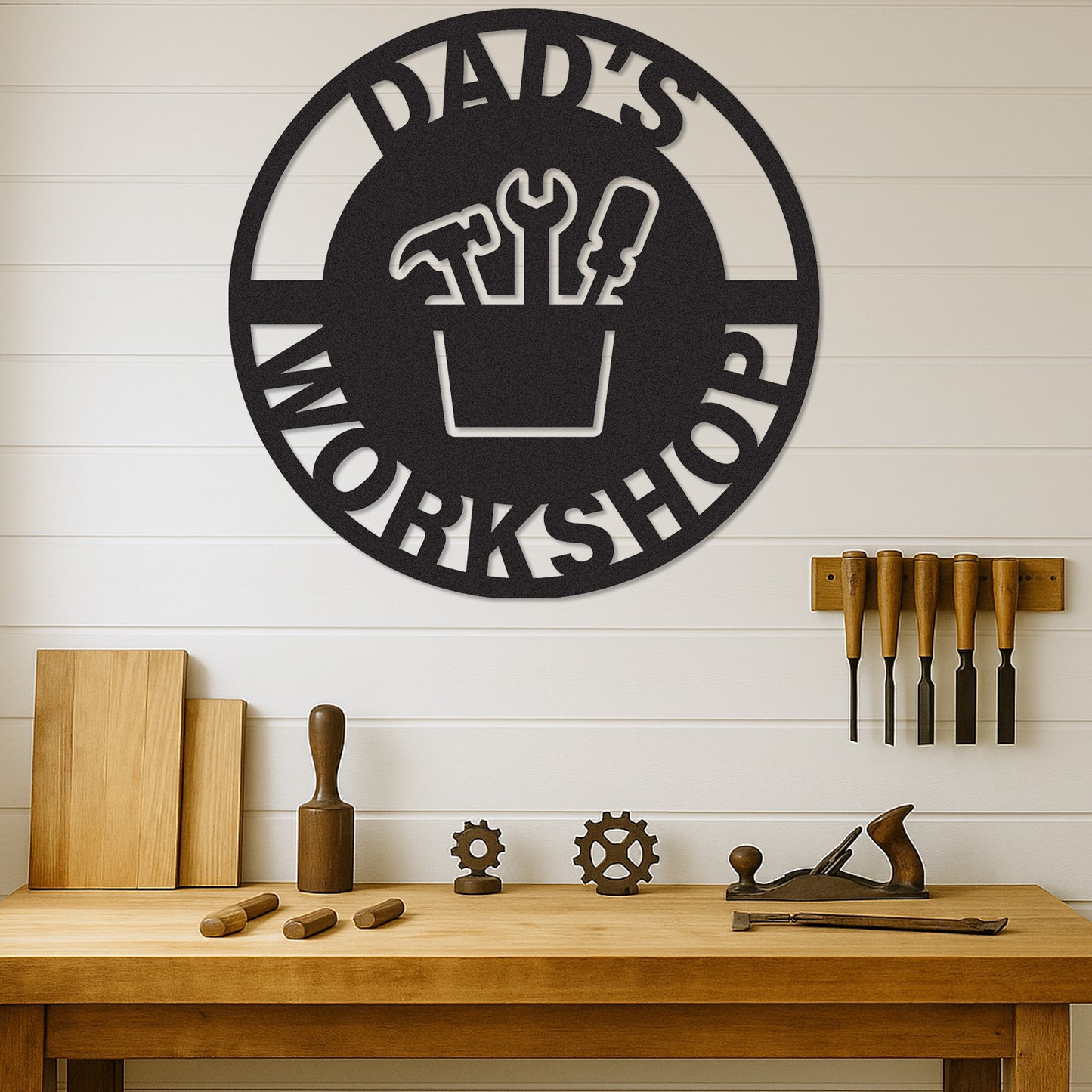Personalized Dad��s Workshop Metal Sign, Custom Garage Tool Decor, Father��s Day Gift, Rustic Wall Art for His Shed or Tool Area