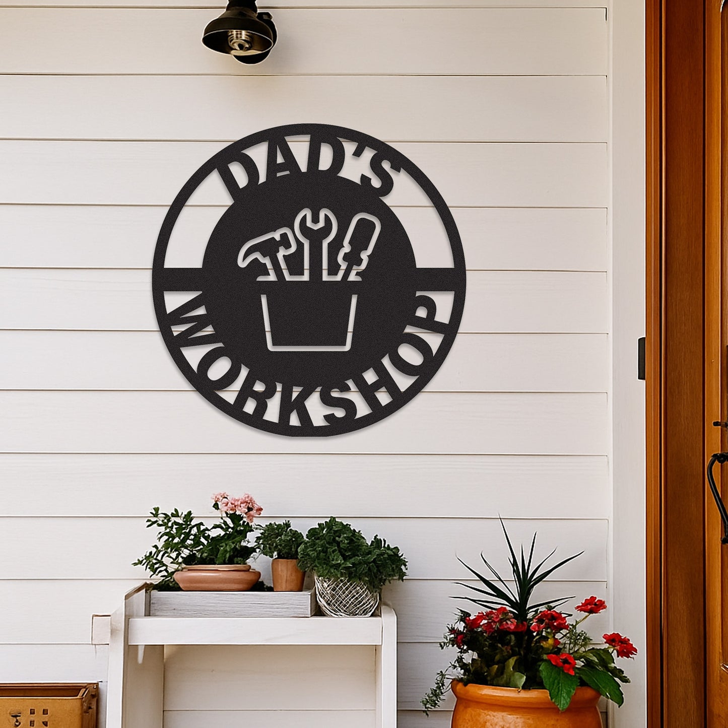 Personalized Dad��s Workshop Metal Sign, Custom Garage Tool Decor, Father��s Day Gift, Rustic Wall Art for His Shed or Tool Area