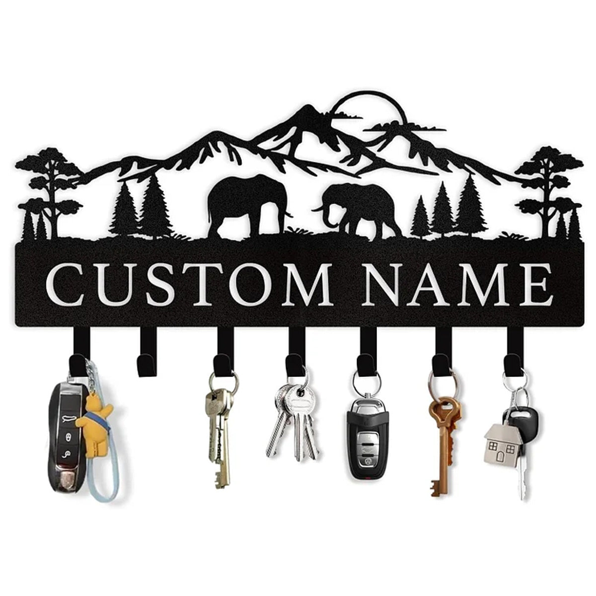 Personalized Polar Bear Key Holder on Wall, Custom Name Key Hanger
