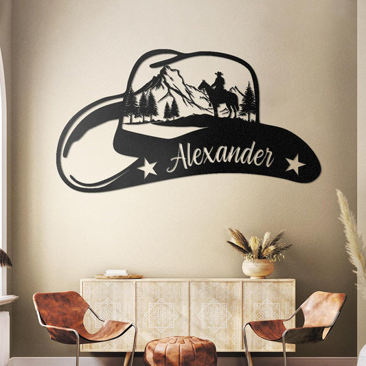 Custom Classic Cowboy Metal Sign Vintage Western Wall Art Rustic Home & Bar Decor