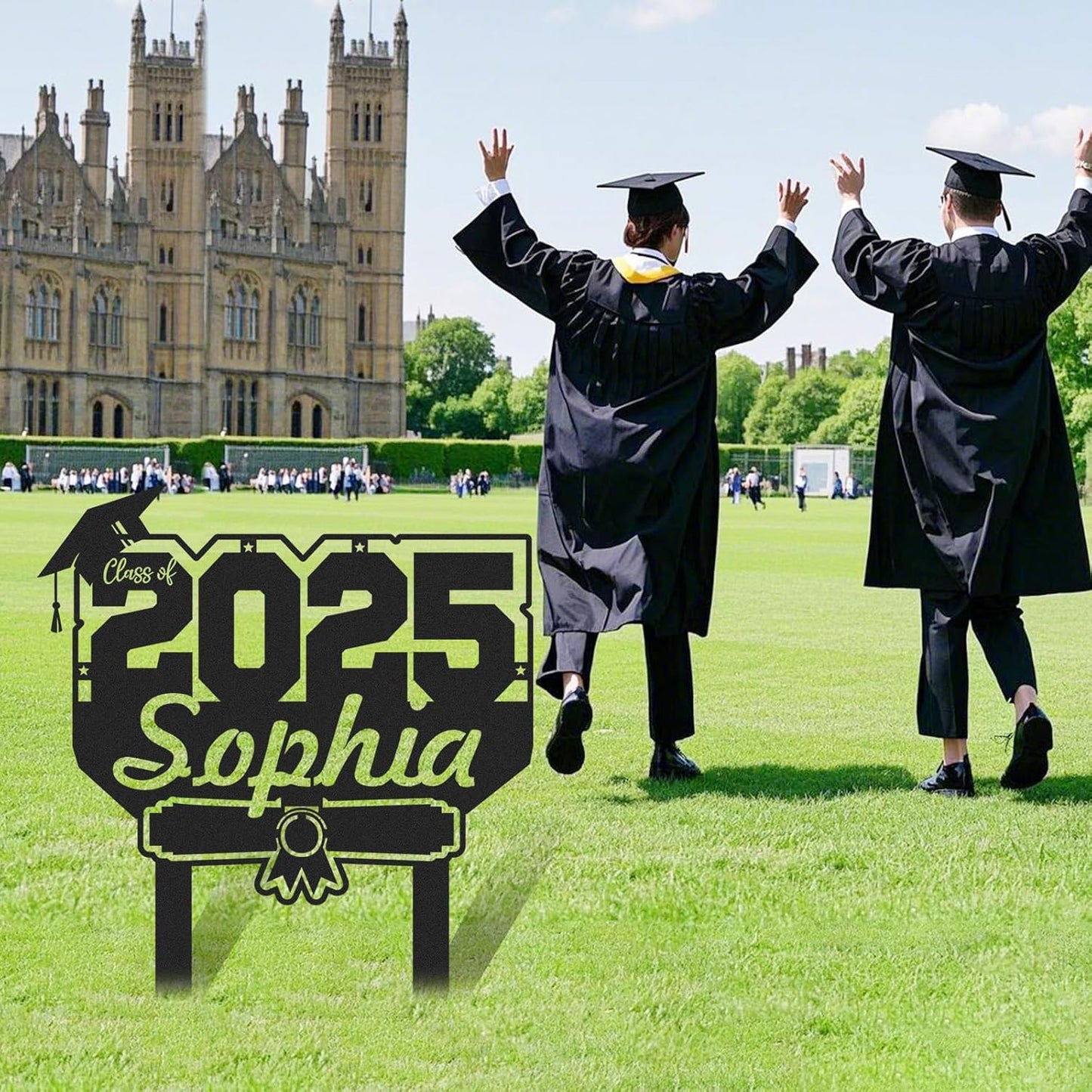 Custom Graduation Yard Sign Personalized Metal Class of 2025 Outdoor Senior Celebration Decor
