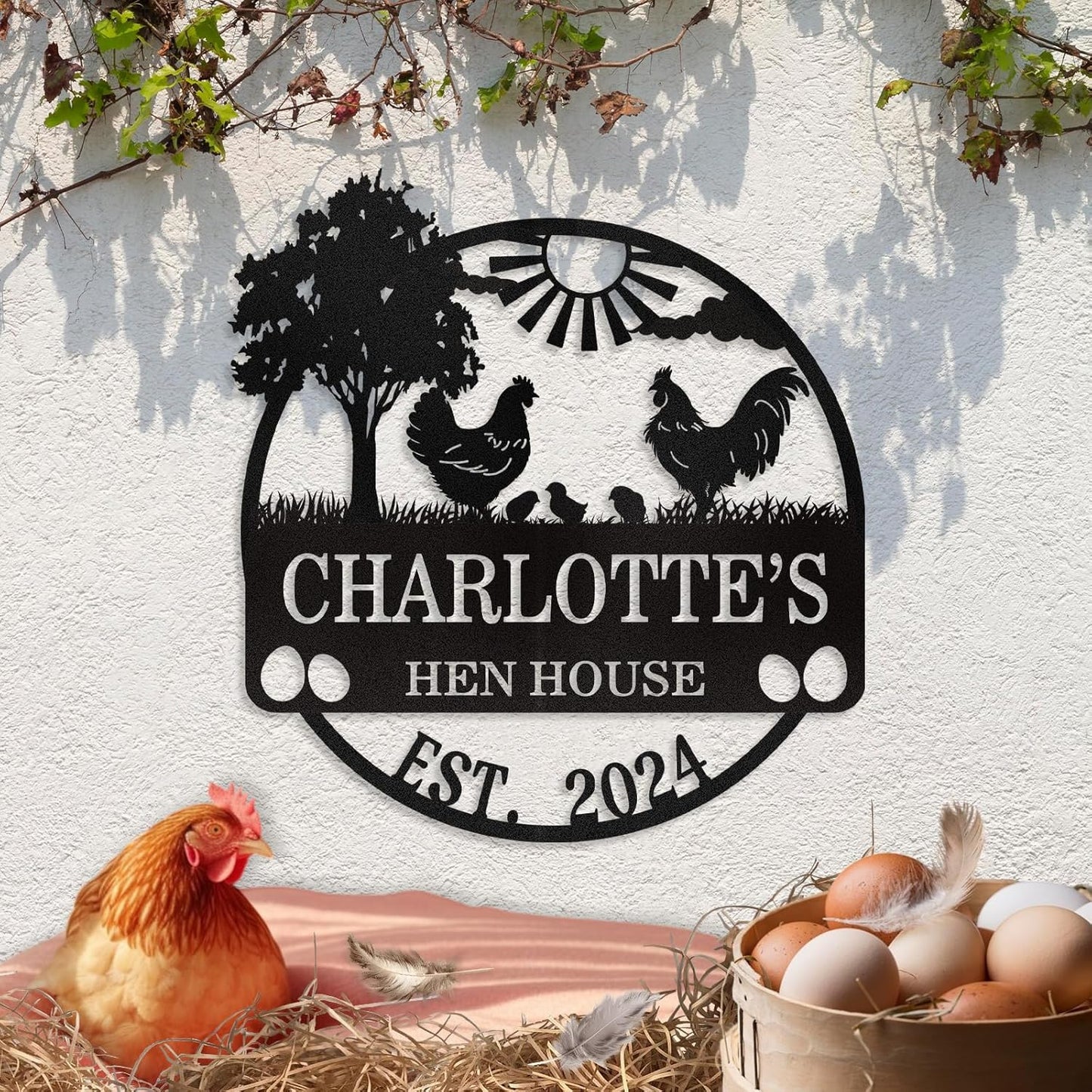 Personalized Funny Chicken Sign, Custom Chicken Coop Sign Wall Decor, Metal Farm Signs for Outside