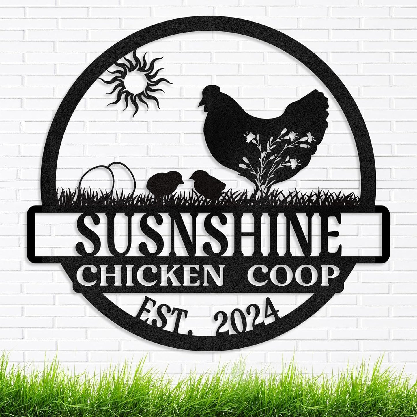 Personalized Metal Chicken Coop Sign, Custom Name Farm Sign, Metal Funny Chicken Coop Decor