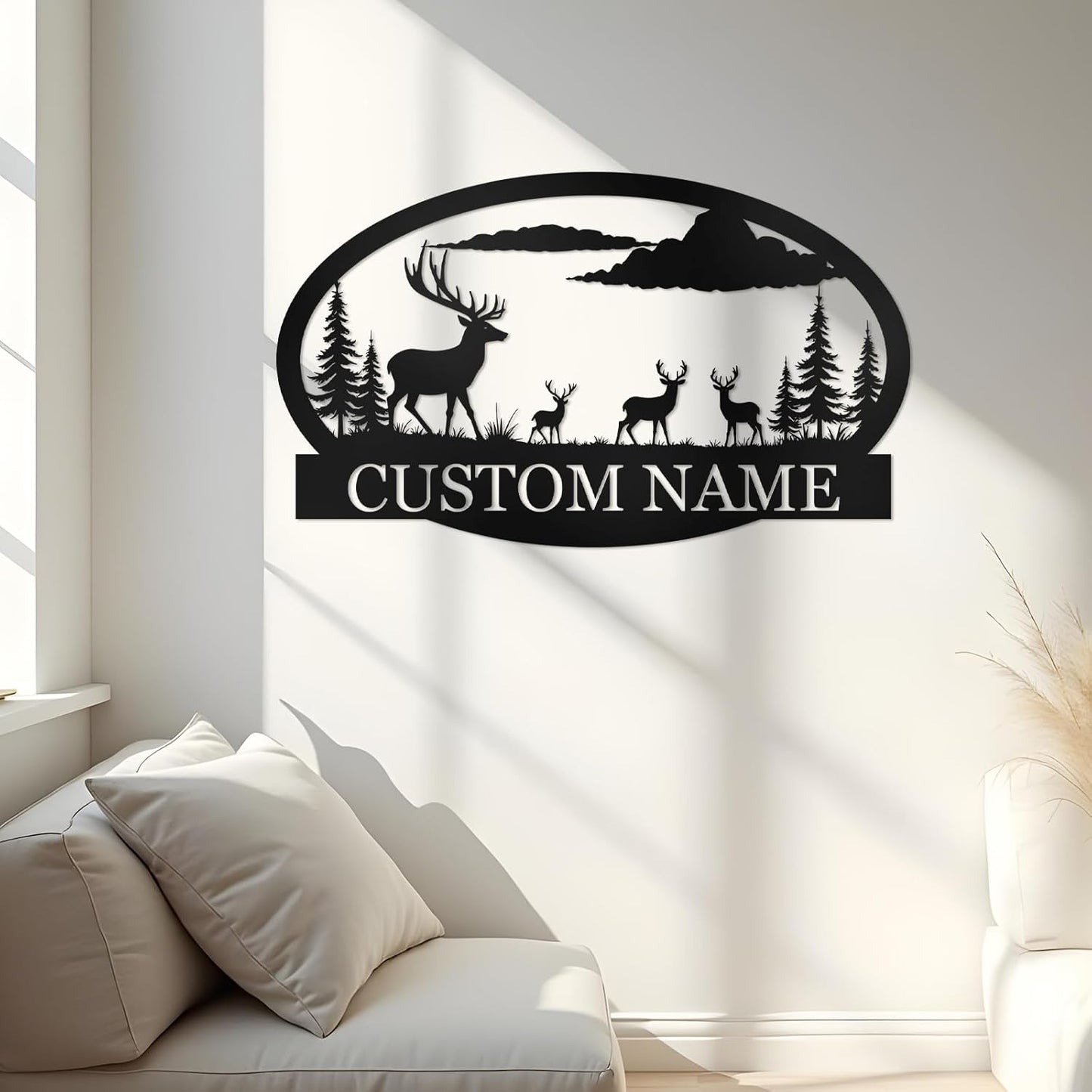 Custom Metal Bear Mountain Family Name Sign Outdoor Cabin Farmhouse Wall Decor Hunter Gift