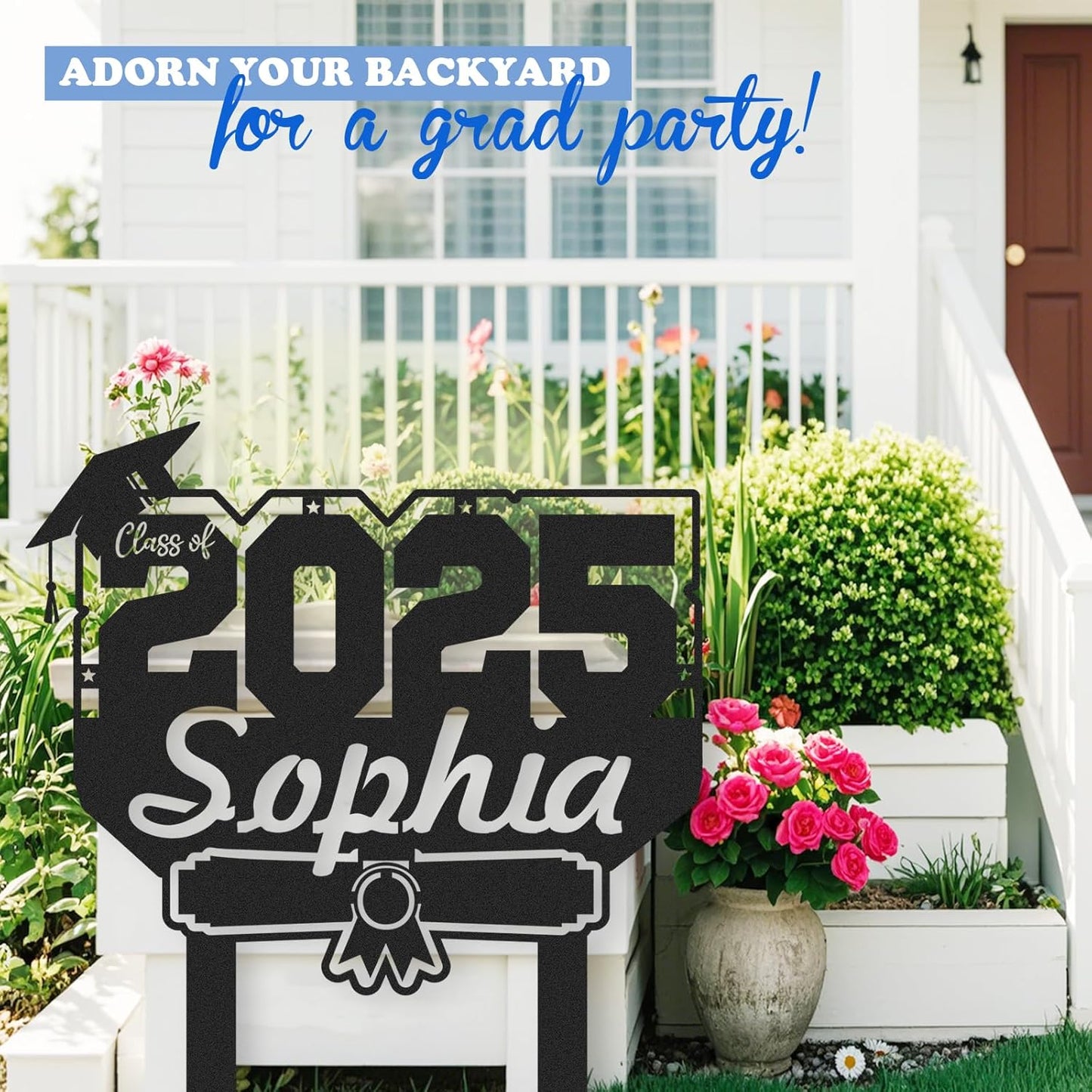 Custom Graduation Yard Sign Personalized Metal Class of 2025 Outdoor Senior Celebration Decor