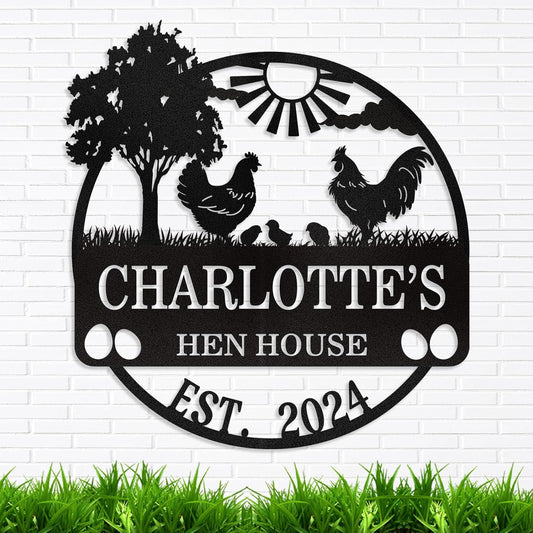 Personalized Funny Chicken Sign, Custom Chicken Coop Sign Wall Decor, Metal Farm Signs for Outside