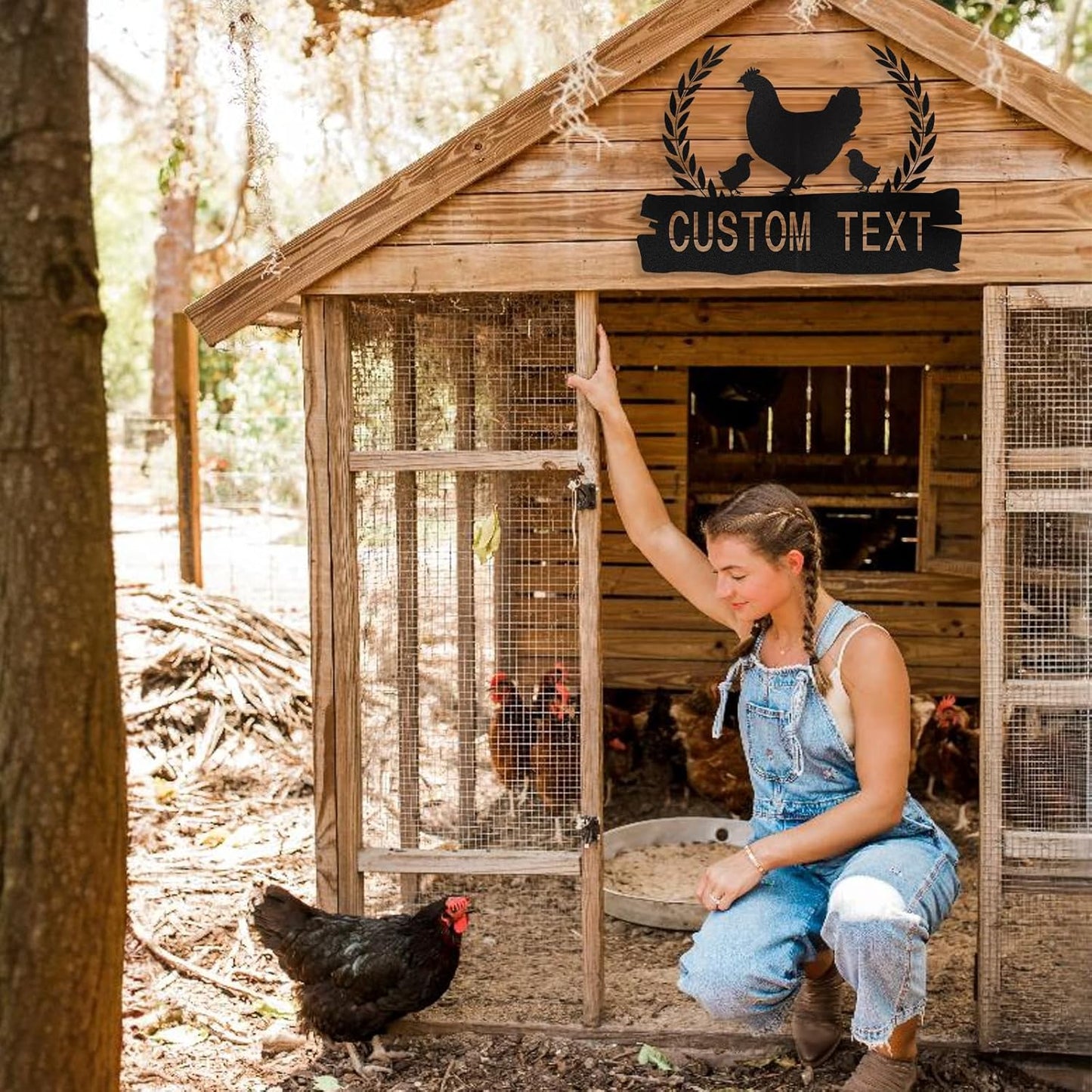 Personalized Metal Chicken Coop Signs Outdoor, Cusotm Fluffy Butt Hut Chicken Coop Sign, Chicken Coop Accessories