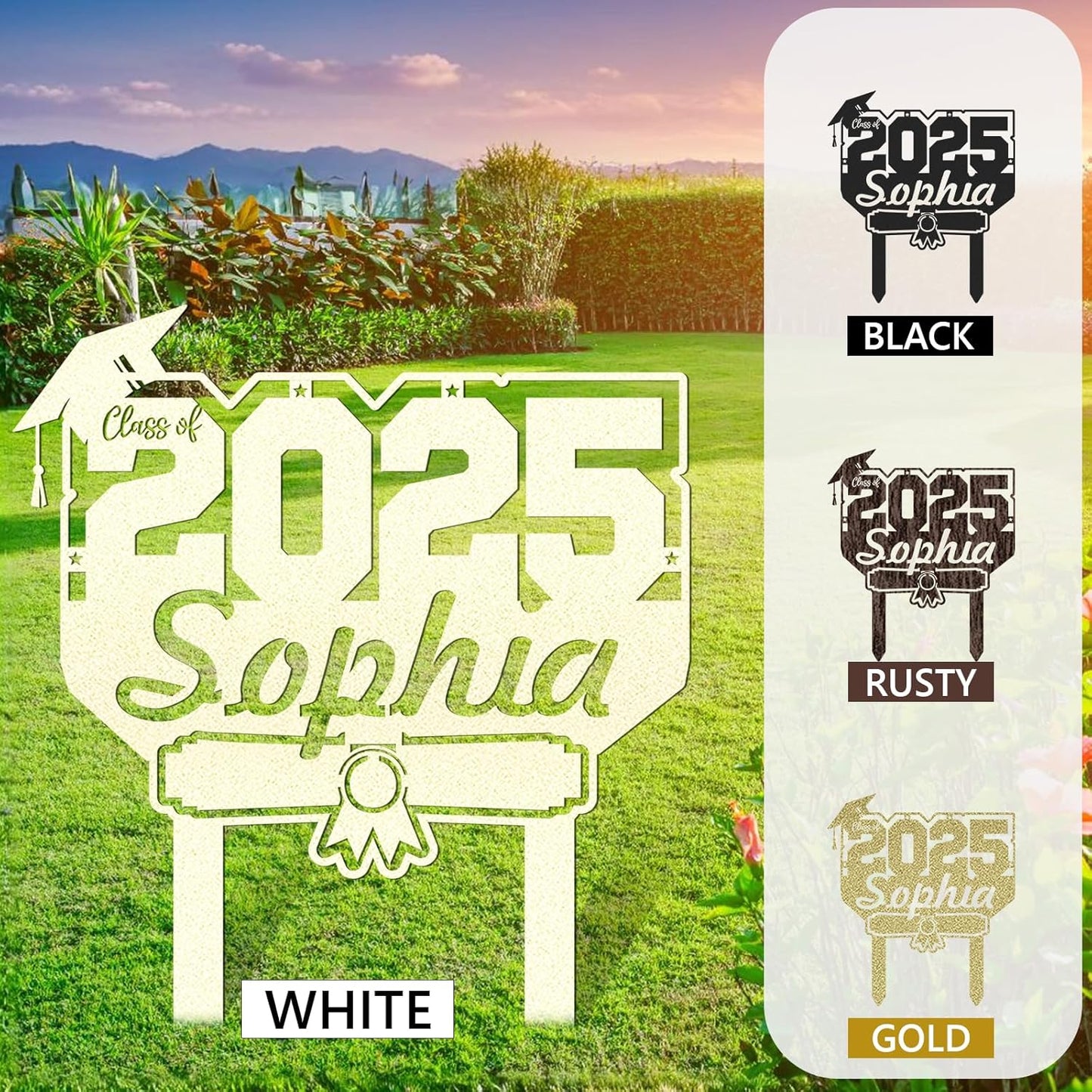 Custom Graduation Yard Sign Personalized Metal Class of 2025 Outdoor Senior Celebration Decor