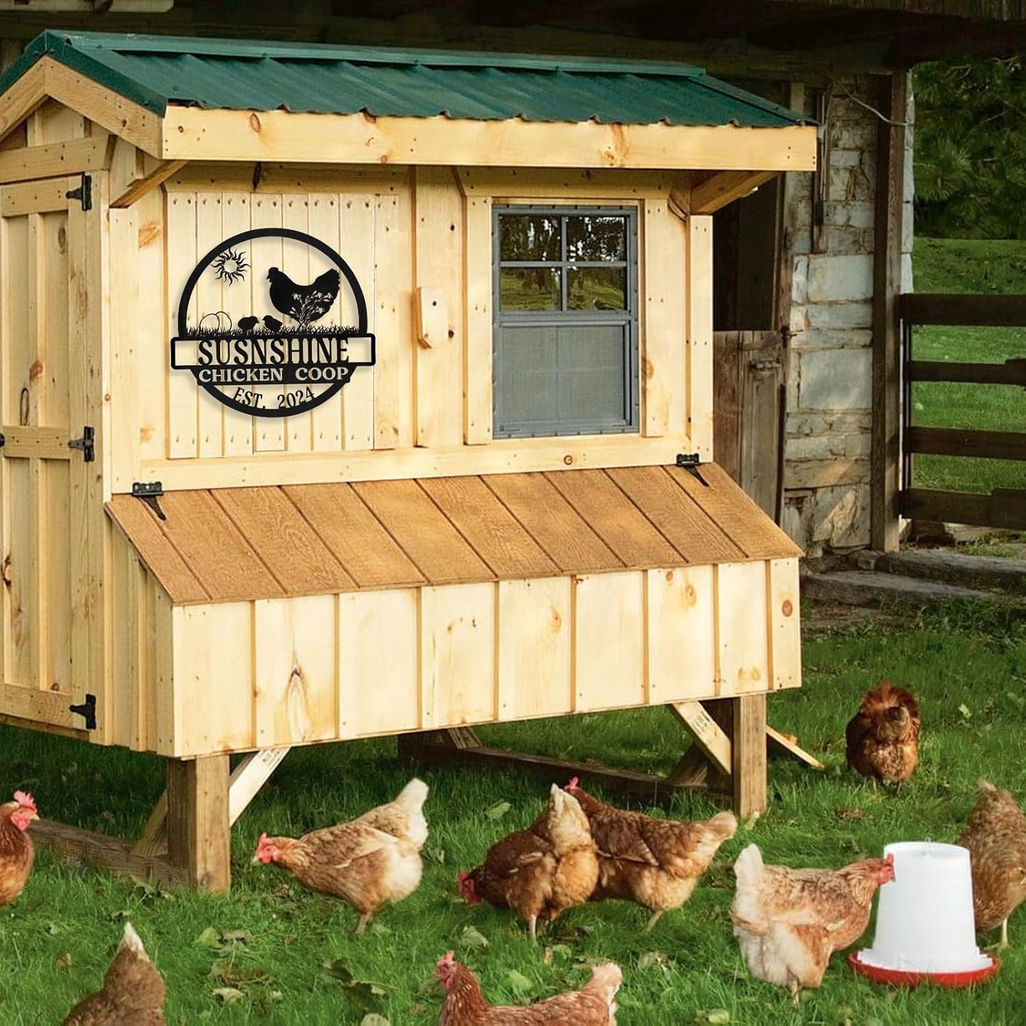Personalized Metal Chicken Coop Sign, Custom Name Farm Sign, Metal Funny Chicken Coop Decor