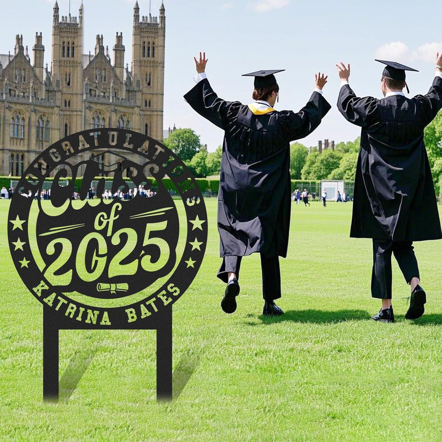 Custom Graduation Yard Sign Personalized Metal Class of 2025 Outdoor Senior Celebration Decor
