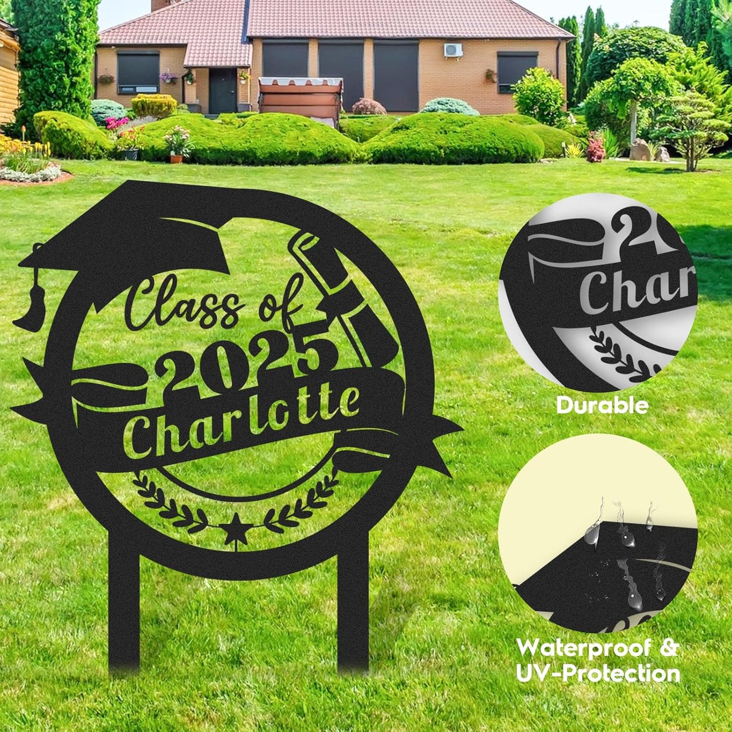 Custom Graduation Yard Sign Personalized Metal Class of 2025 Outdoor Senior Celebration Decor