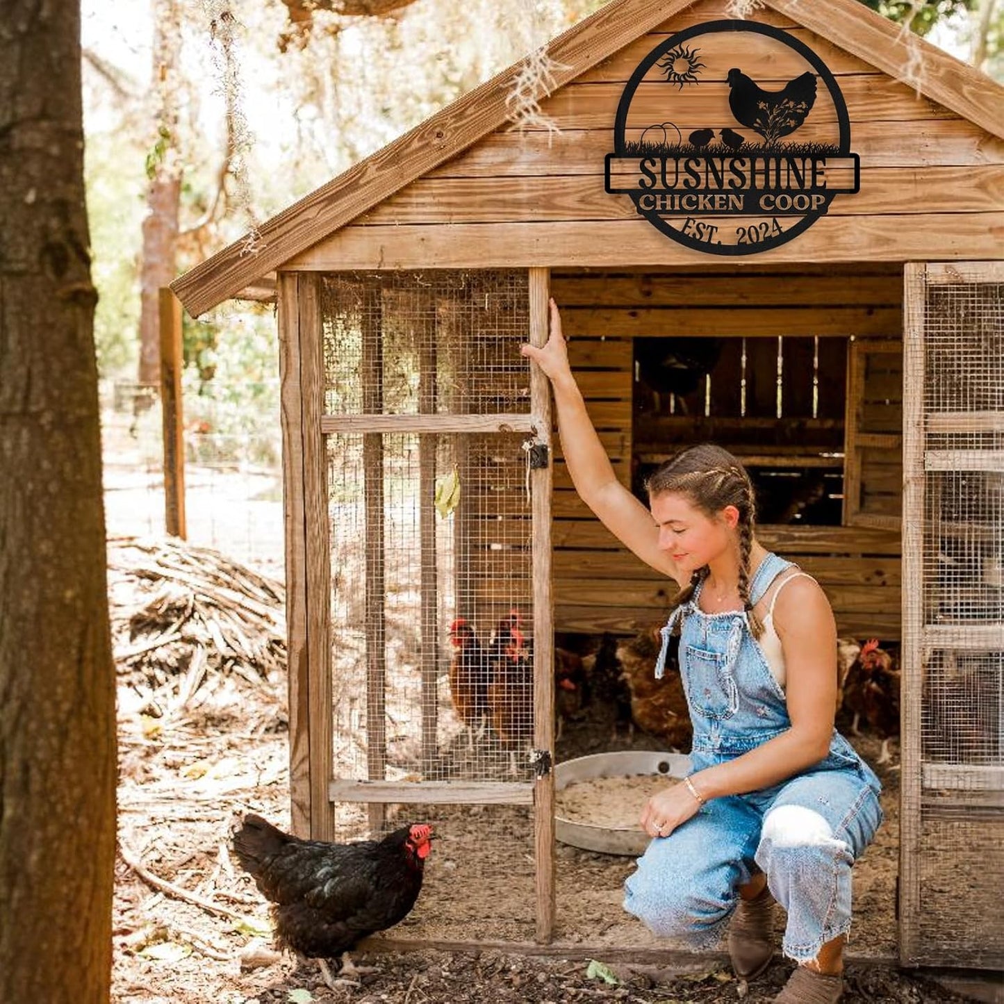 Personalized Metal Chicken Coop Sign, Custom Name Farm Sign, Metal Funny Chicken Coop Decor