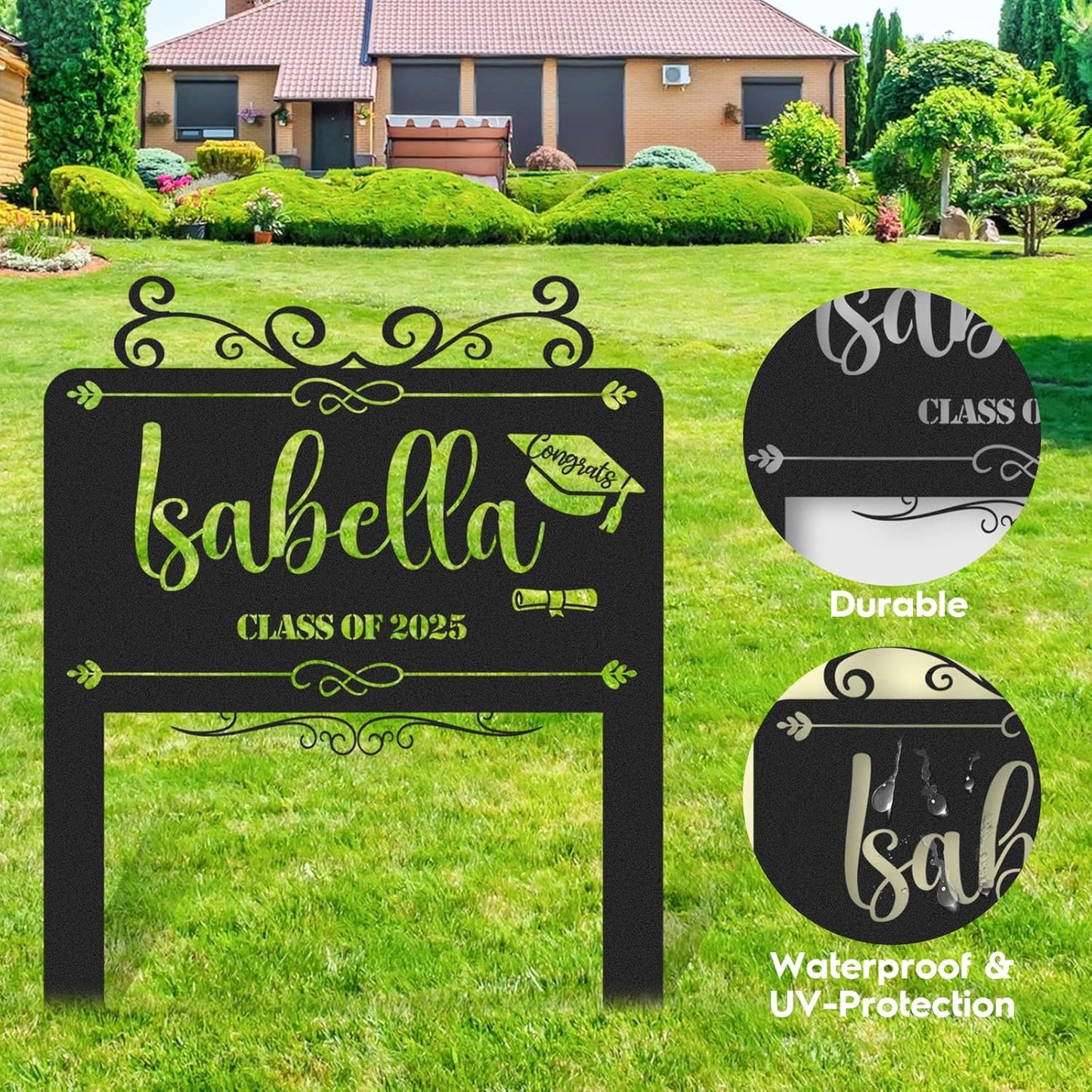 Custom Graduation Yard Sign Personalized Metal Class of 2025 Outdoor Senior Celebration Decor