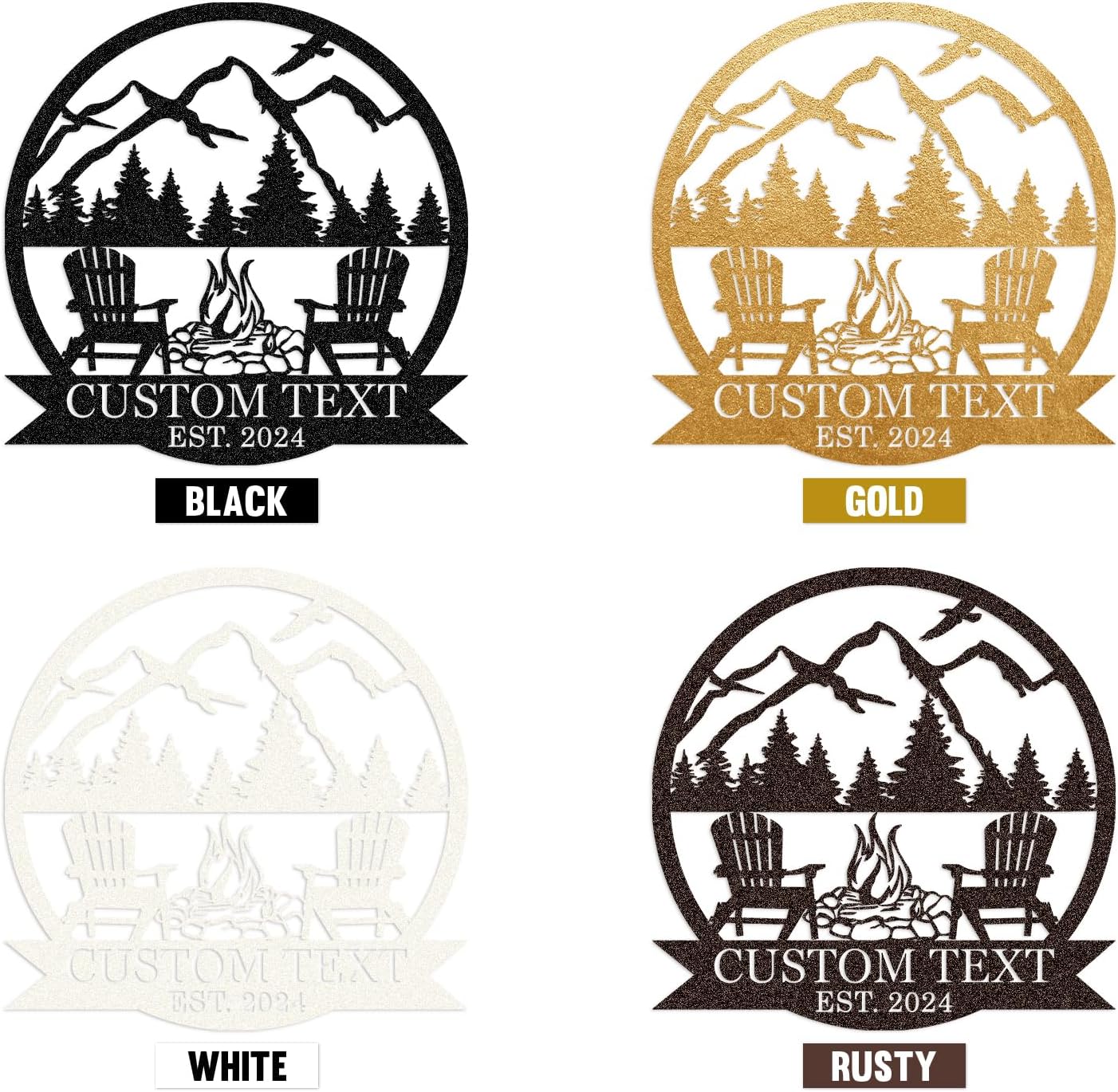 Custom Camping Sign, Metal Signs Wall Art, Outdoor Mountain Campfire Signs, Fire Pit Family Name Sign