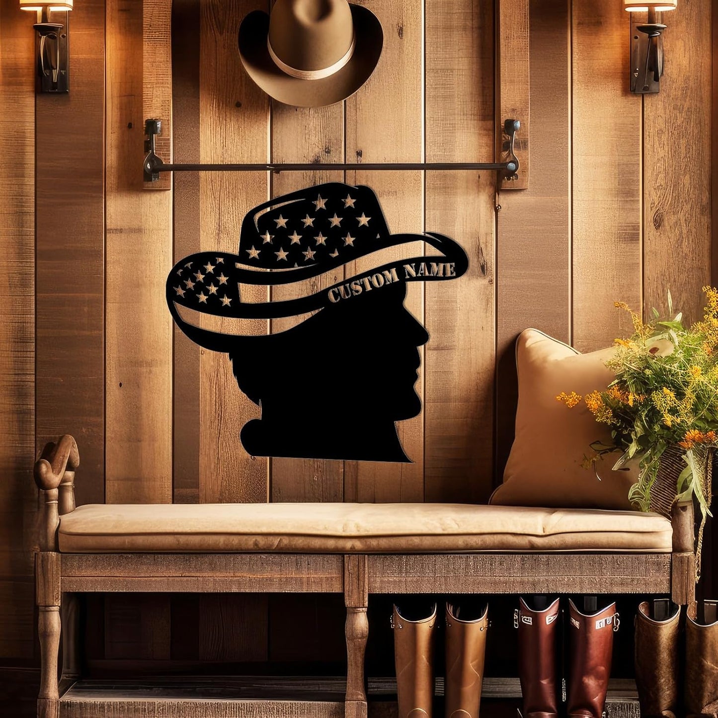 Personalized Cowboy Country Landscape Metal Wall Art Rustic Western Decor for Living Room & Hallway