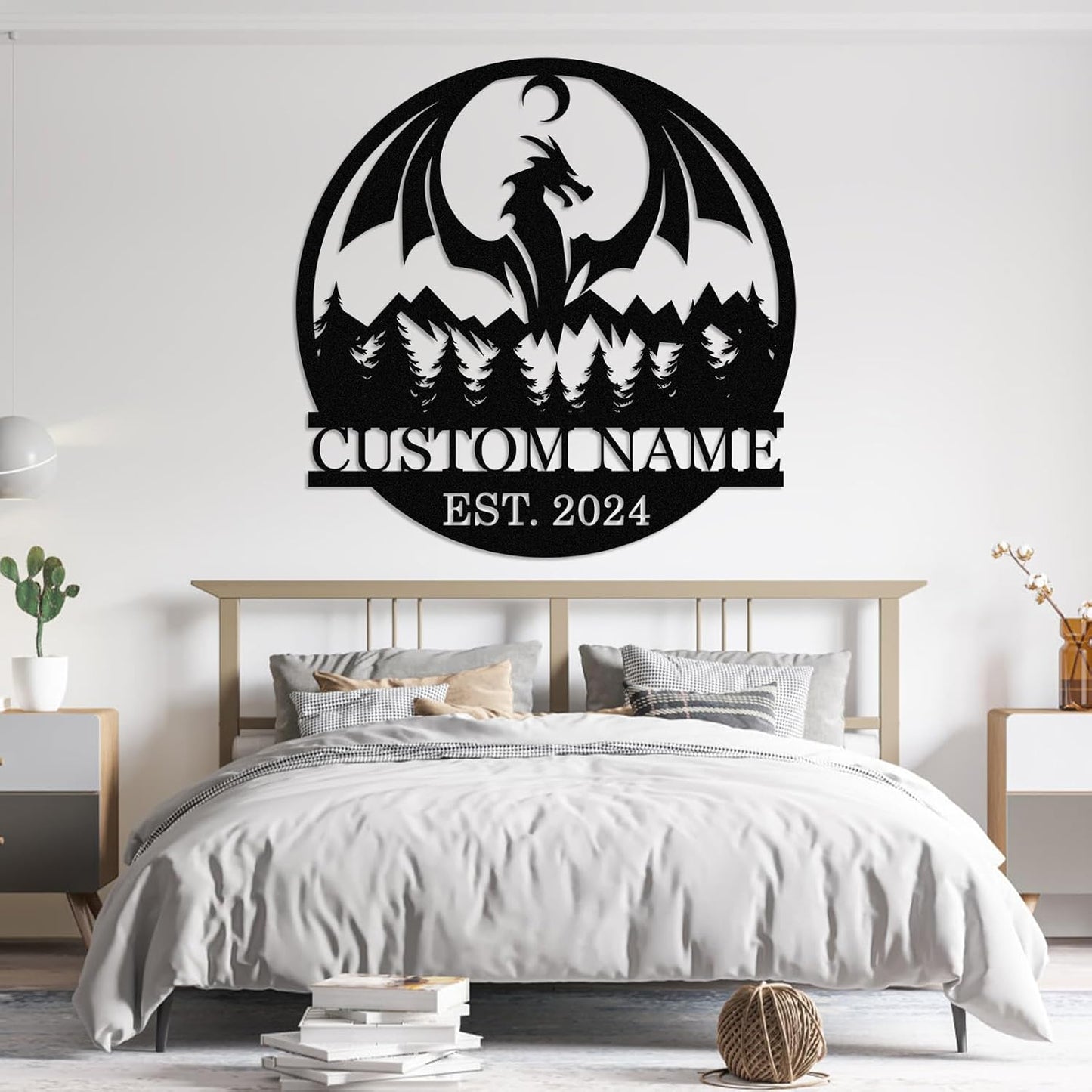 Custom Dragon Metal Sign Personalized Name Wall Art for Indoor Outdoor Decor Fantasy Gift