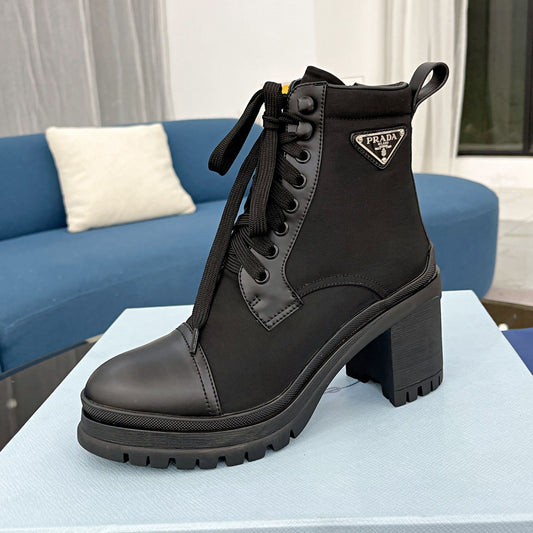 PR waterproof nylon high heel short boots 1824102201