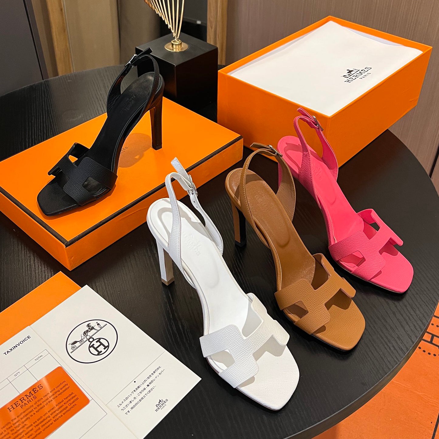 New Leather H Logo Women's High Heeled PD052024022704
